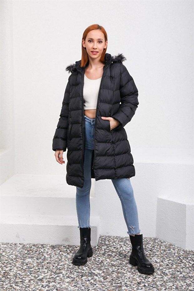 Siyah Şişme Mont - 1