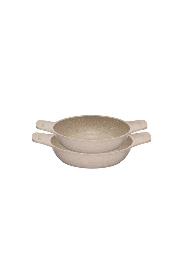| Güveç Sahan Set | Döküm Kendinden Saplı | 2 Parça | Vizon | 20cm-22cm - 6