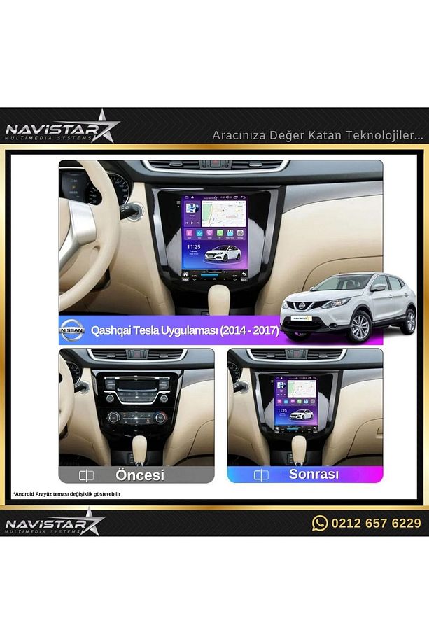 Nissan Qashqai Tesla 4gb 64gb 2014-2017 Model Android 13 Kablosuz Carplay Navigasyon Multimedya Si - 3