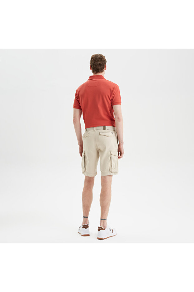 Erkek Krem Bermuda Şort - 2