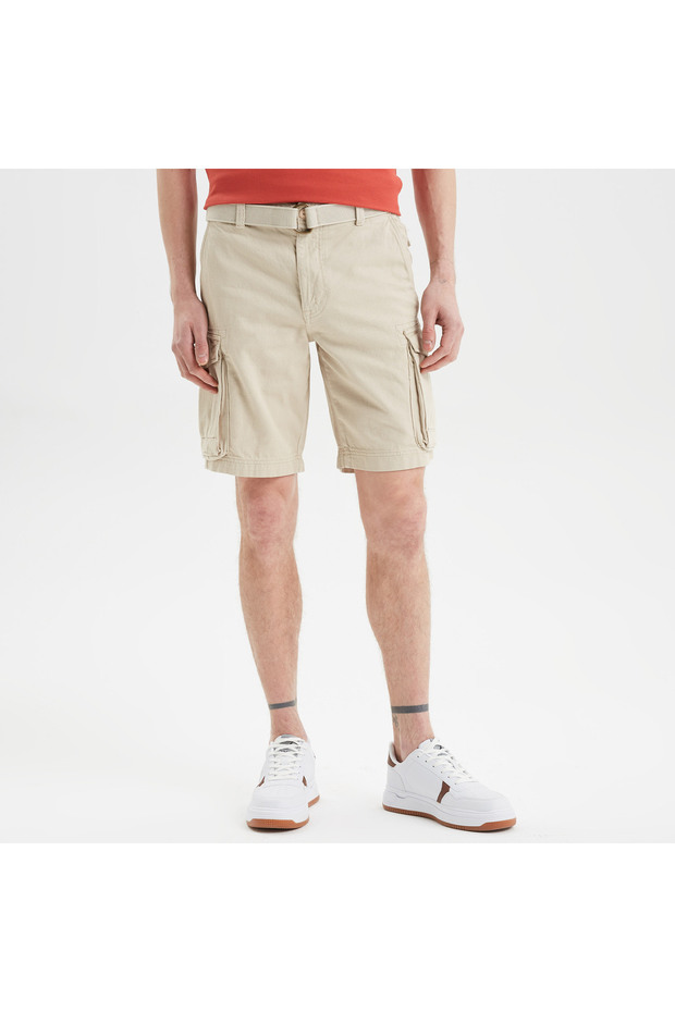 Erkek Krem Bermuda Şort - 3
