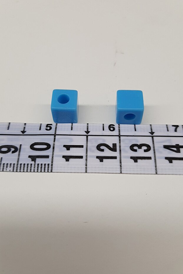 Light Blue Plastic Cube Beads - 2