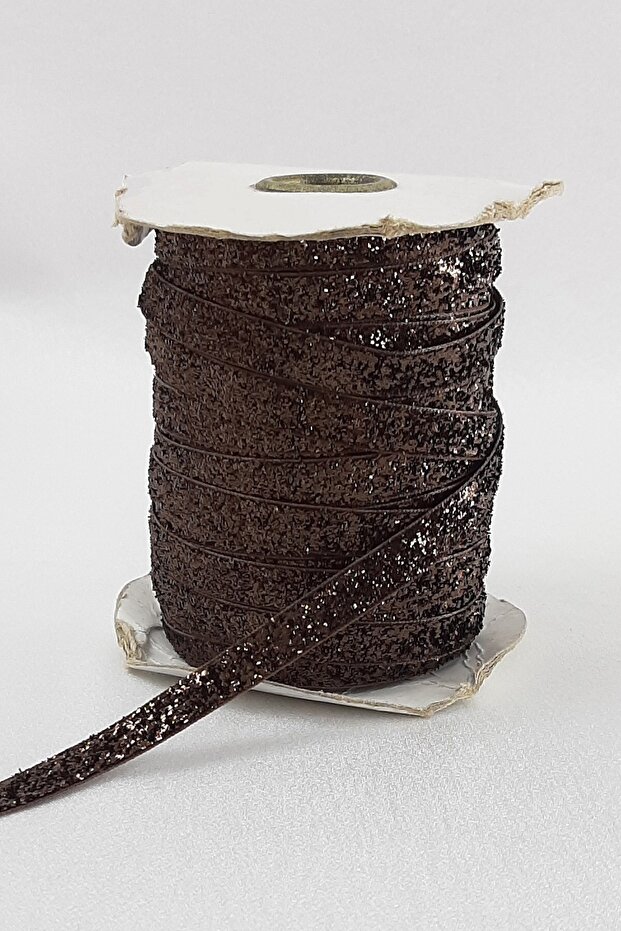 Dark Brown Glitter Velvet Ribbon 1 cm