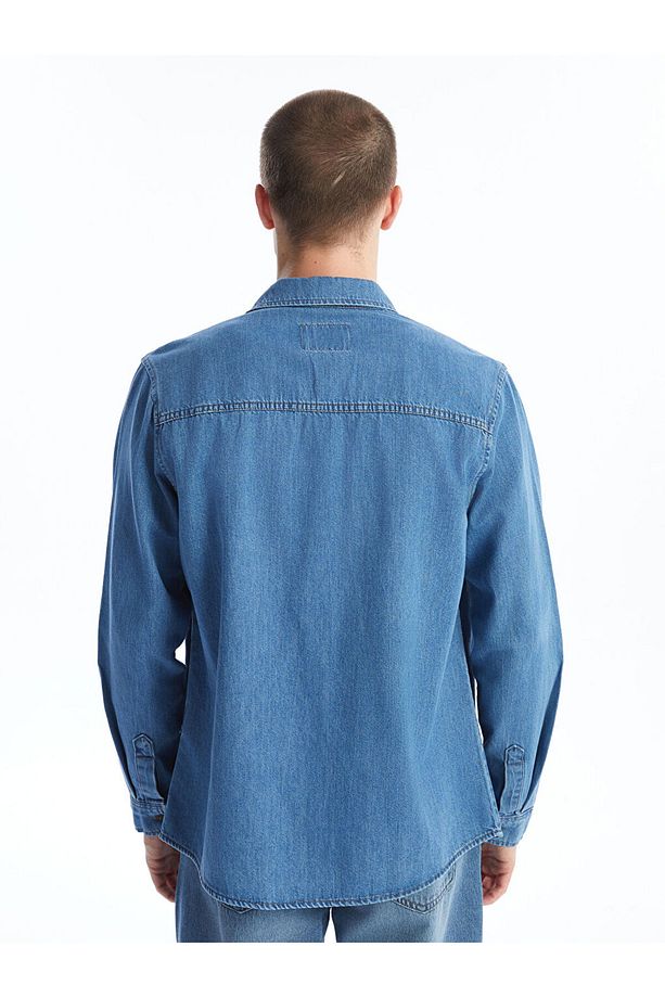 LCW Regular Fit Uzun Kollu Erkek Jean Gömlek - 4