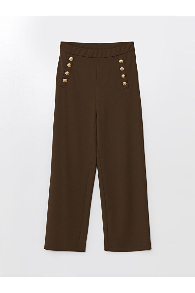 LCW Beli Lastikli Düz Geniş Paça Kadın Pantolon - 5