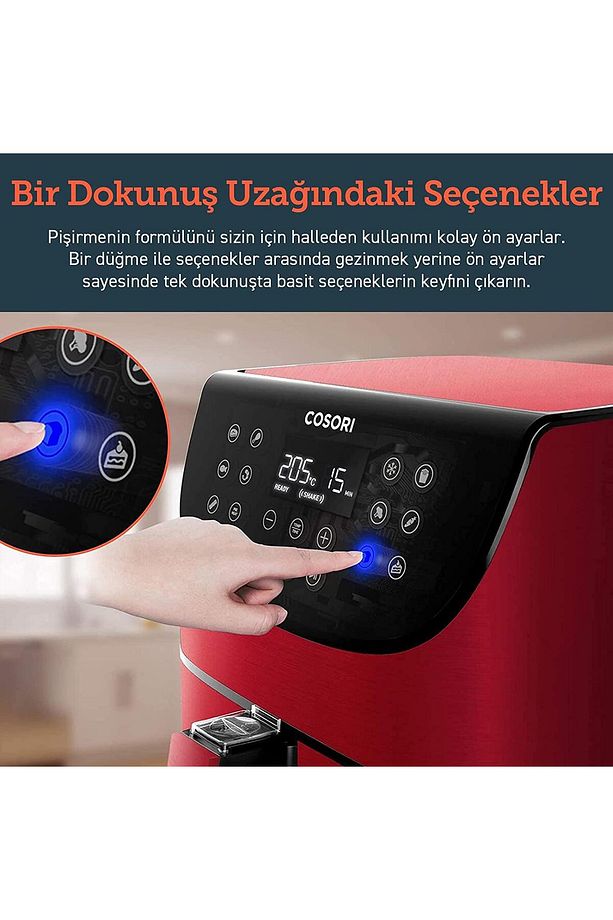Sıcak Hava Fritözü Xxl Yağsız, 5,5 Lt 1700 W Kırmızı - 7