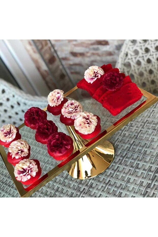 Cake Stand Rectangular Gold Legs - 1