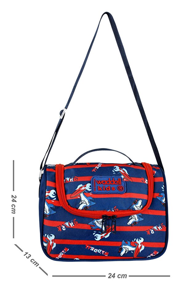 Waddell Licensed - Dark Blue/red Shark Patterned Thermal Lunchbox