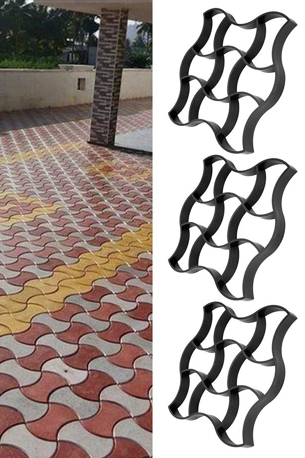 Bahçe Taş Kalıbı Parke Taşı Kalıp Zemin Kaplama Kalıbı 49x49 Cm 3 Adet - 1