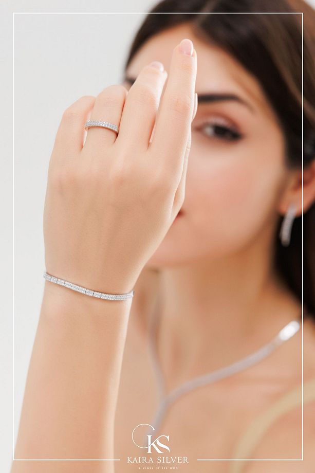 925 Ayar 3’lü Suyolu Set Kolye Bileklik Küpe Seti Gümüş Suyolu Set - 5
