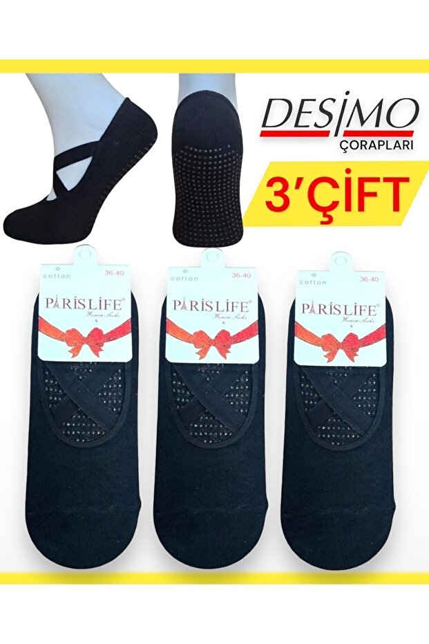 3 Pairs Pilates Non-Slip Yoga Dance Socks Standard Size