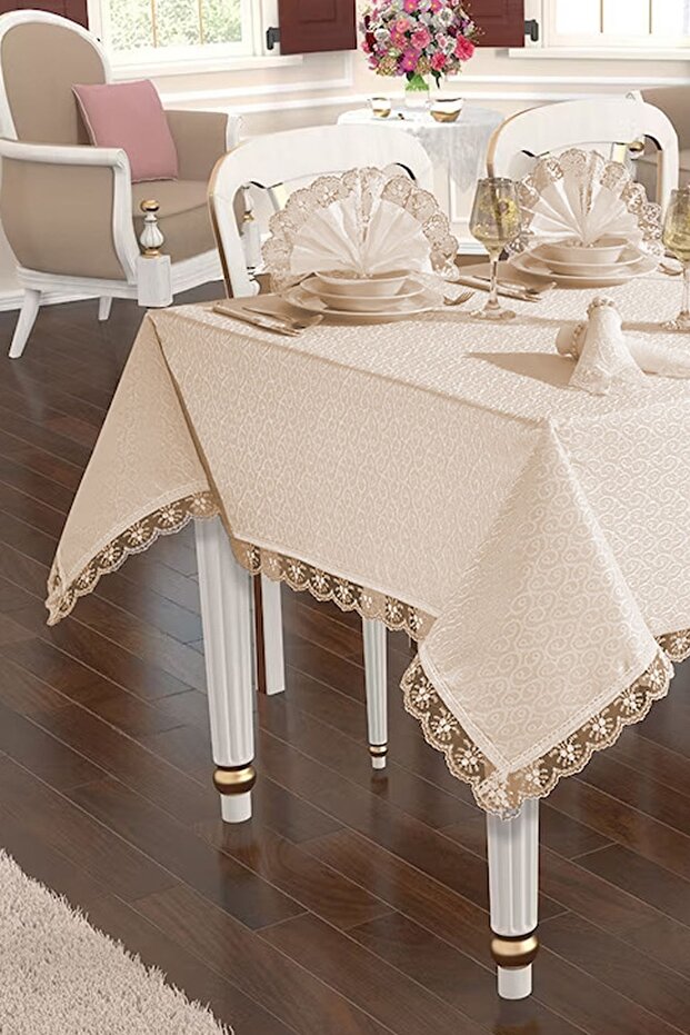 Tablecloth for 8 Persons 18 Pieces Kdk Stain Resistant Carefree Fabric