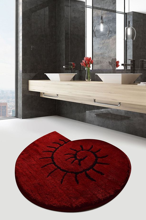 Helıx Kırmızı Banyo Halısı Yıkanabilir, Kaymaz Taban Akrilik - 1