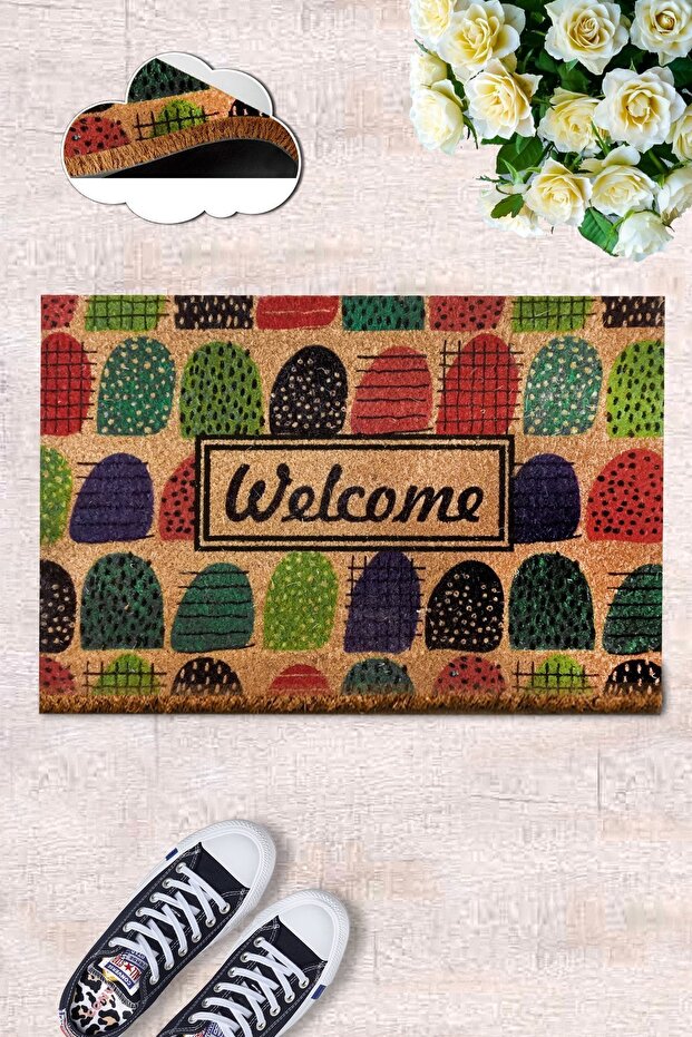 Coco Pompons Natural Koko Mat, Bristle Door Mat
