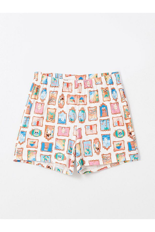 LCW Bisiklet Yaka Baskılı Kadın Şortlu Pijama Takımı - 8