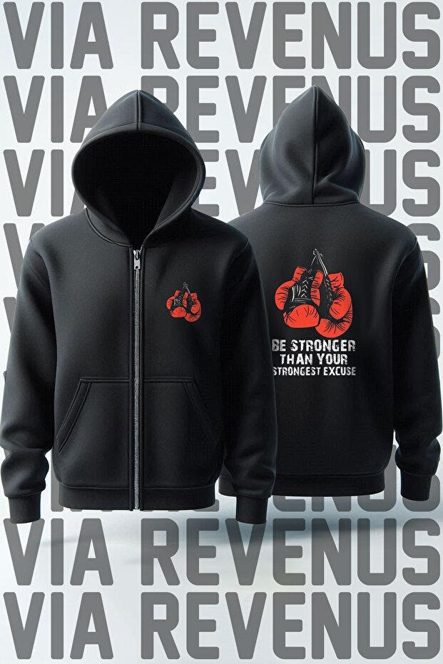 Be Stronger Unisex Hooded Zippered Sweatshirt Cardigan - Front and Back Printed