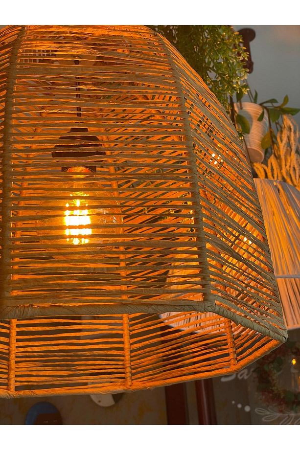 Kafes 40x45 Hasır Avize Bohem Avize Jüt Avize Oda Mutfak Salon Avize Restoran Kafe Avize - 6