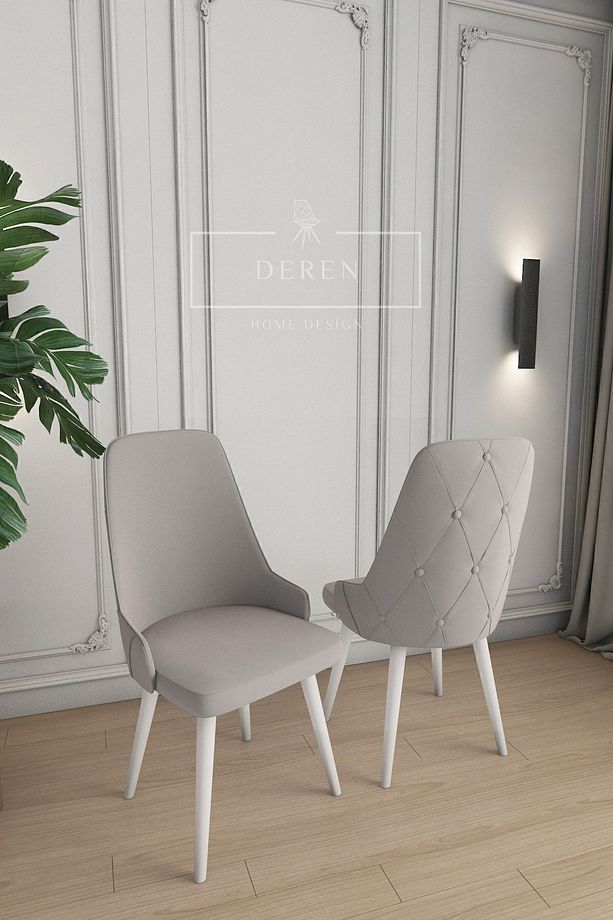Luna Serisi, 80x132 Açılabilir Mdf Mutfak Ve Yemek Masası Takımı 6 Adet Açık Gri Sandalye - 3