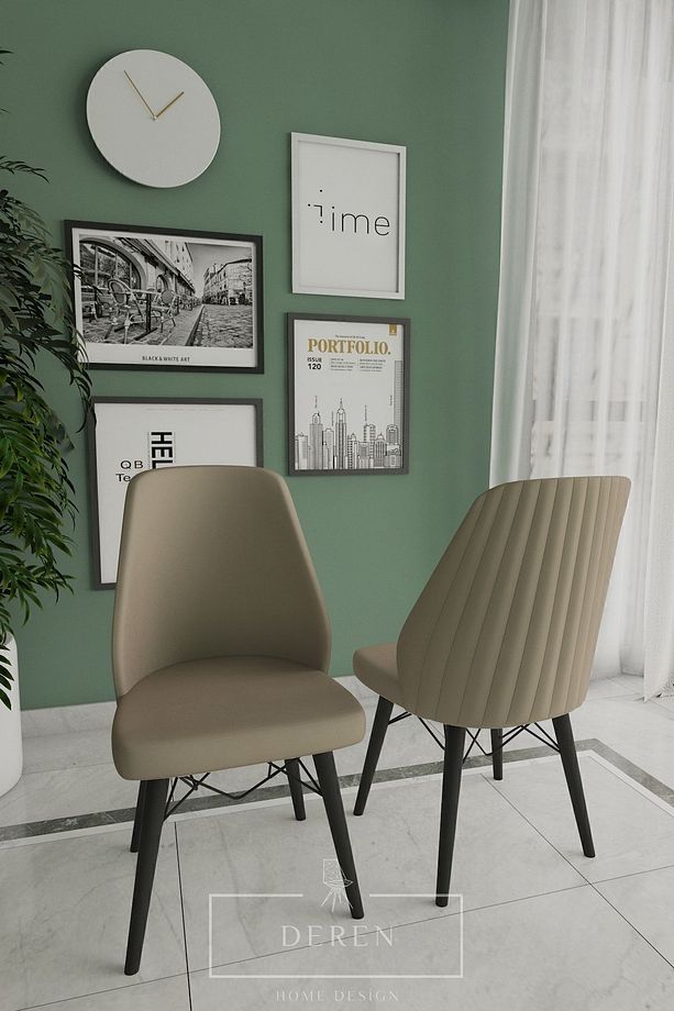 Alfa Serisi, 80x132 Açılabilir Mdf Yemek Masası Takımı 6 Adet Cappucino Sandalye - 2