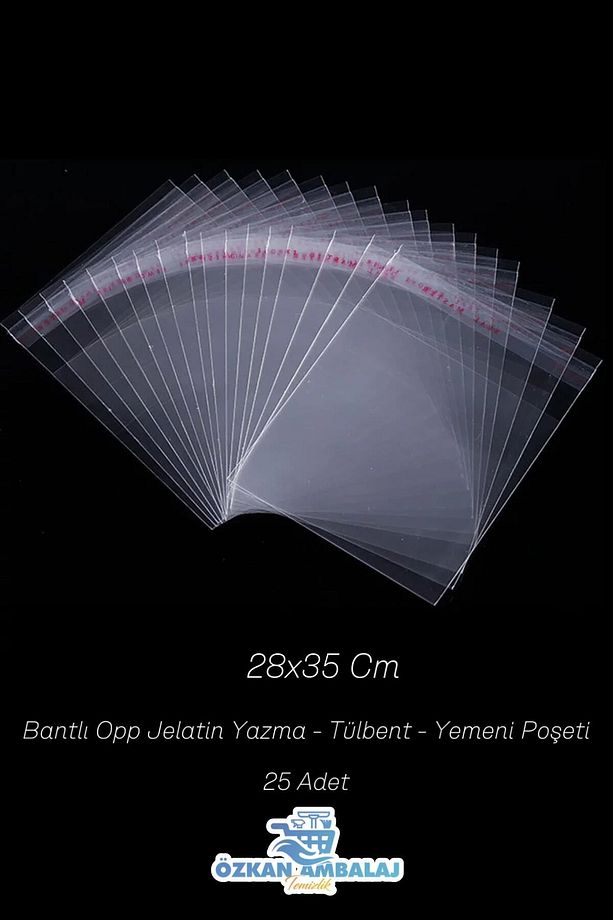 Bantlı Opp Poşet Jelatin Yazma-tülbent-yemeni Poşeti 25 Adet ( 28x35) - 1