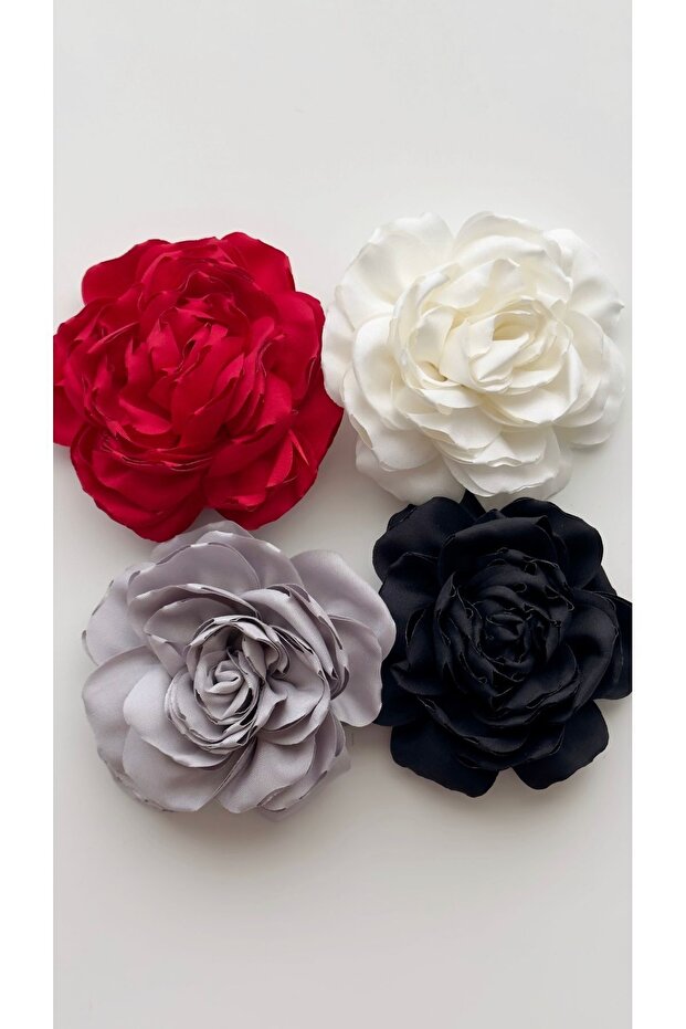4'lü Set İğneli Kumaş Çiçek Broş Gül Broş - 2