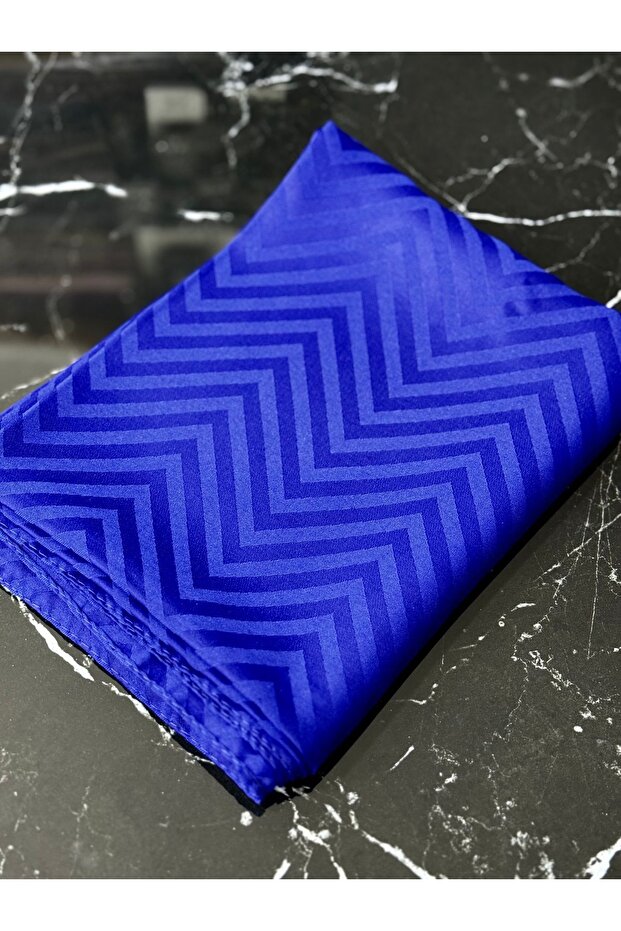 Imported Zigzag Pattern Silky Jacquard Shawl Premium Quality - Cobalt Blue