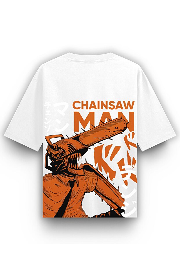 تي شيرت Chainsaw Man Denji V4 مطبوع من الخلف والأمام مصنوع من القطن بتصميم الرسوم المتحركة مقاس كبير للجنسين