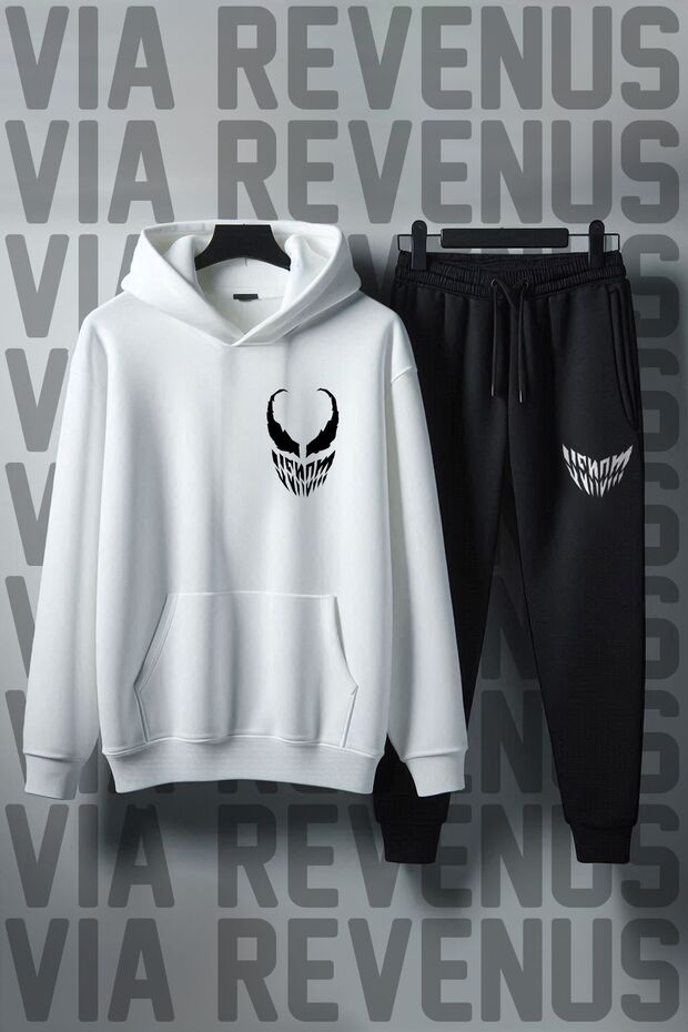 Printed Unisex Wide Fit Soft Fabric Hooded Tracksuit Set