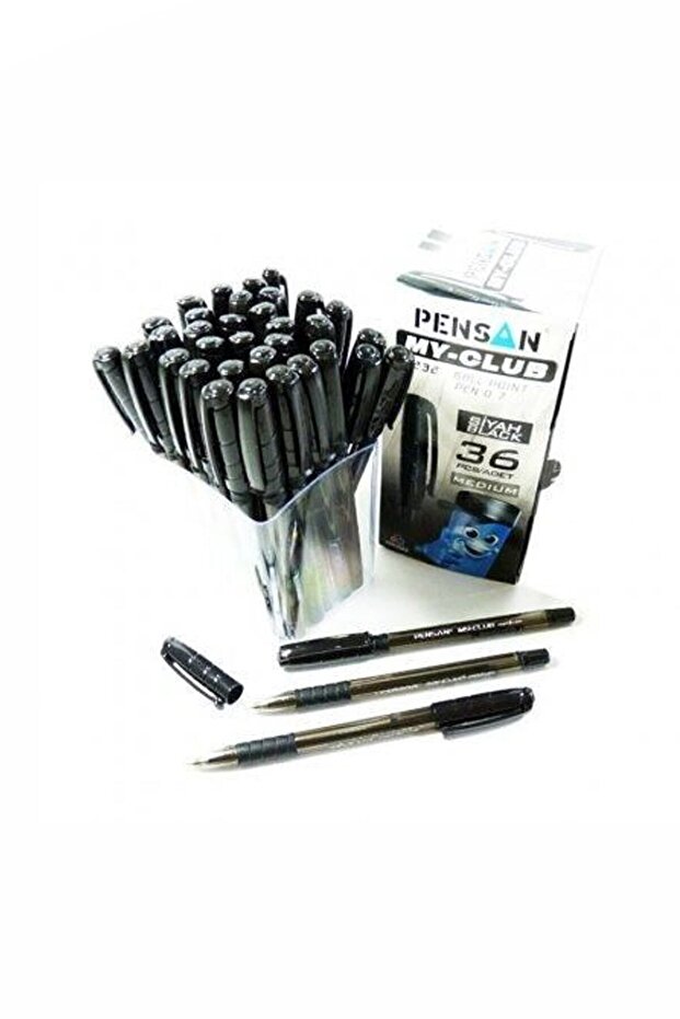 Myclub Ballpoint Pen Black Color 0.7 Nib 36 Pieces Boxed Pack Including Pen Holder