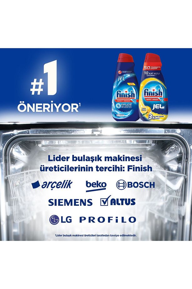 Hepsi Bir Arada 2000 Ml Konsantre Jel Limon Bulaşık Makinesi Deterjanı (2 X 1000 Ml) - 2