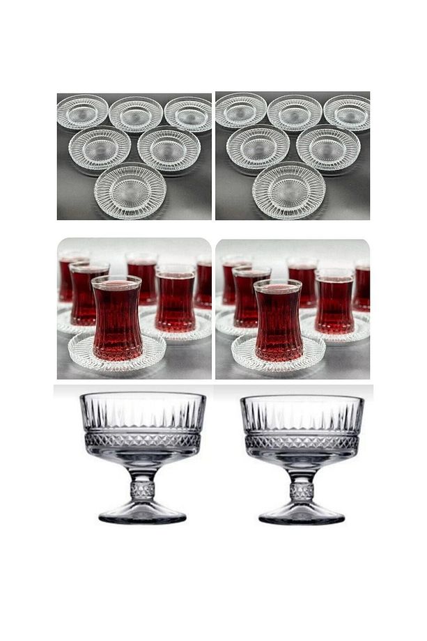 26 Parça Elysia Çay Bardağı Takımı + Elysia Şekerlik+ Riva Çay Tabağı - 1
