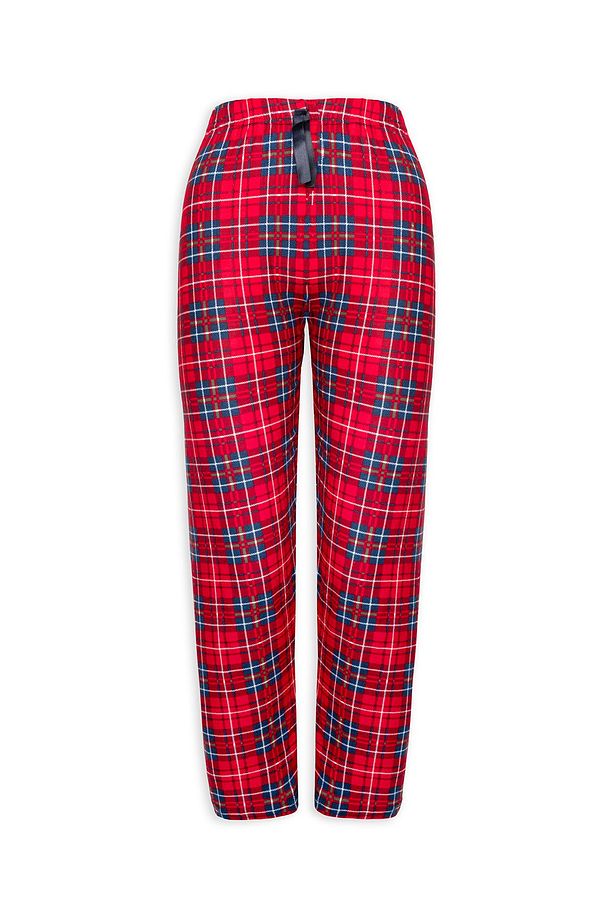 Kadın Kışlık Ekose Desenli Lastikli Yumuşak Pijama Altı - 1