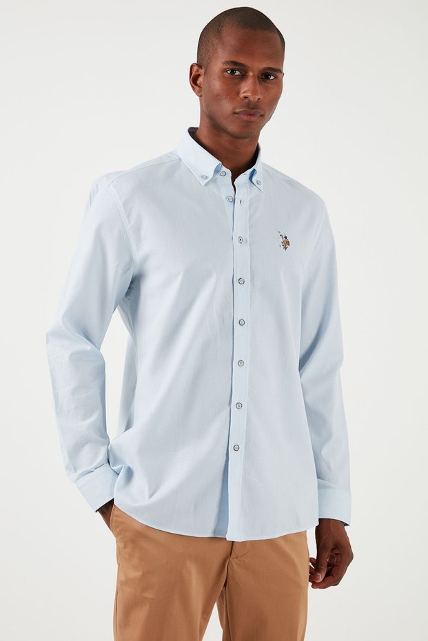 U.S. Polo Button Collar 100% Cotton Slim Fit Shirt Men's SHIRT G081SZ0041829841