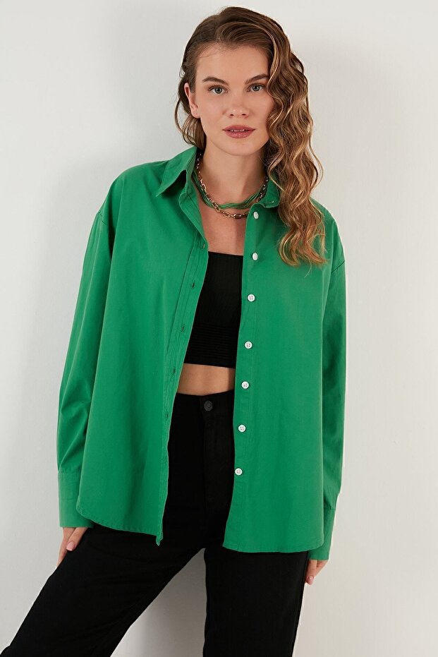 Oversize % 100 Pamuk Gömlek Bayan Gömlek Cf21s163867 - 6