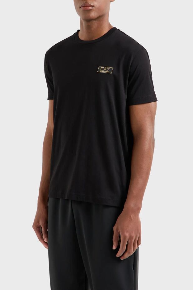 Men's Brand Logo Regular Fit Cotton Short Sleeve Black T-Shirt