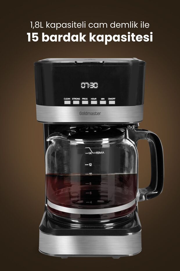 Hazz 1.8 Liter - Coffee Machine with Glass Jug, Washable Filter and Automatic Timer - 5