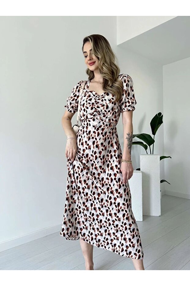 فستان منقوش مريح - 1