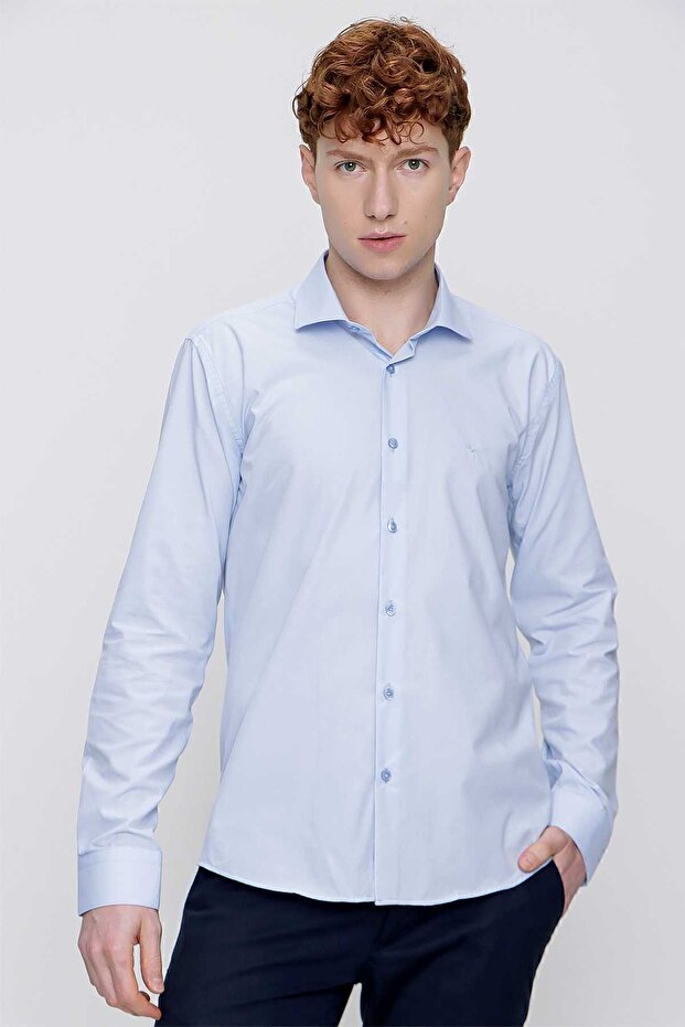 قميص رجالي A. MAVİ Basic Slim Fit ذو تصميم ضيق
