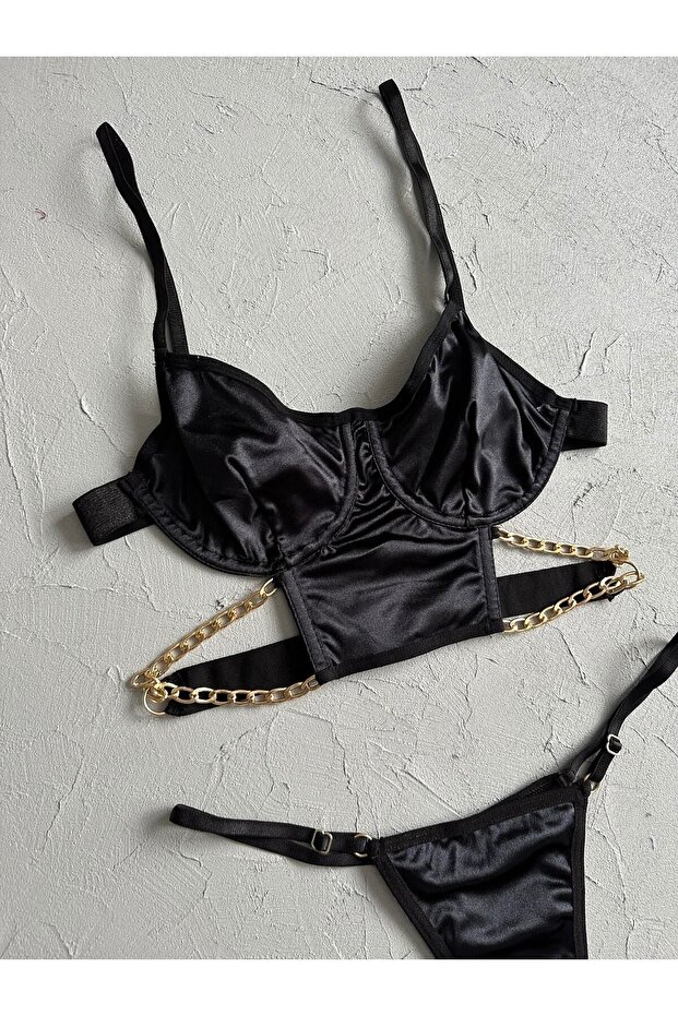 Siyah Dark Ruby Büstiyer Seti - 2