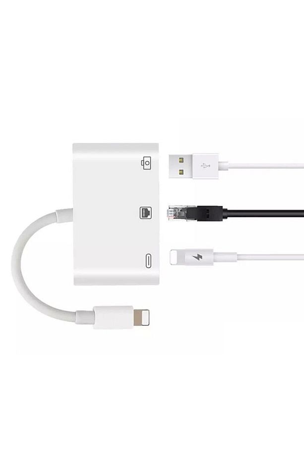 Lightning 3in1 Ethernet Rj45 Ve Usb Kamera Ethernet Kamera Çevirici Kamera Okuyucu Otg Pd Usb - 3