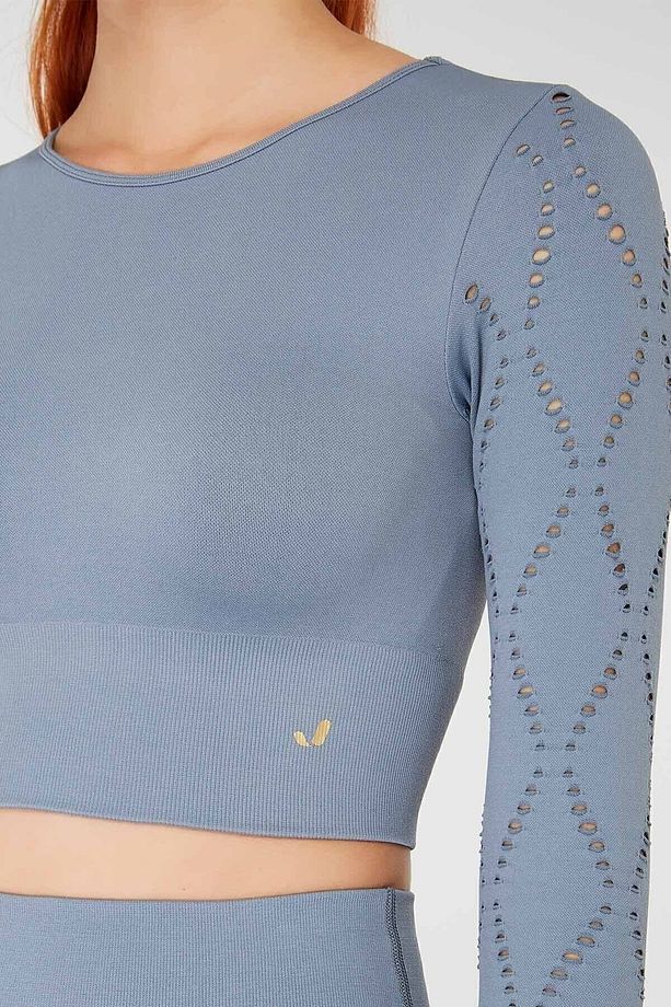 Naples Uzun Kol Crop Top Econyl Stone - 3