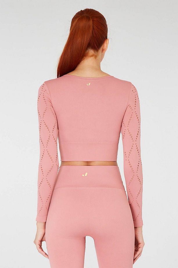 Naples Uzun Kol Crop Top Econyl Pembe - 4