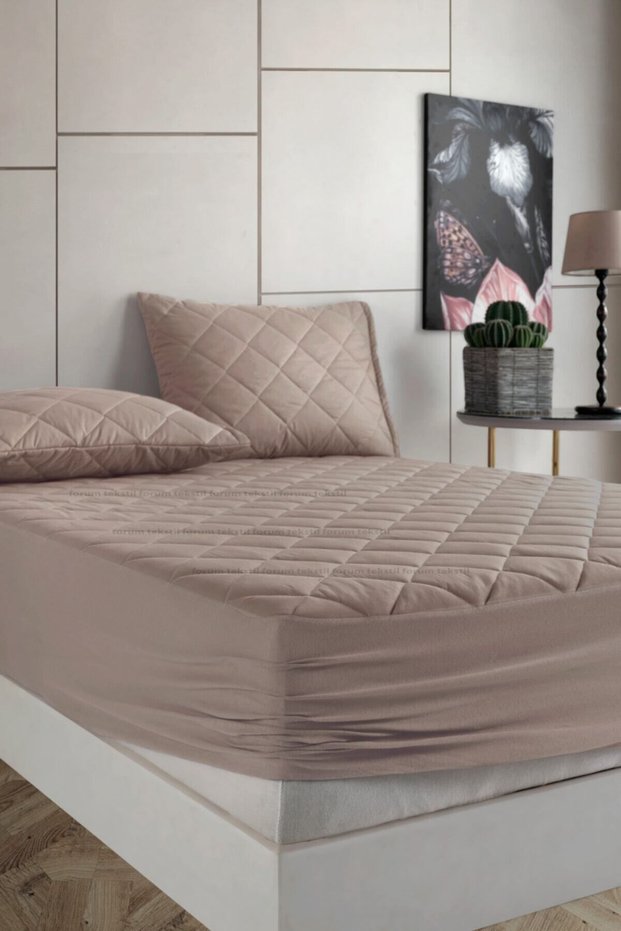 Formeya Colorful Quilted 100% Cotton Fitted Sheet Set (INCLUDES 2 PILLOW PROTECTORS)