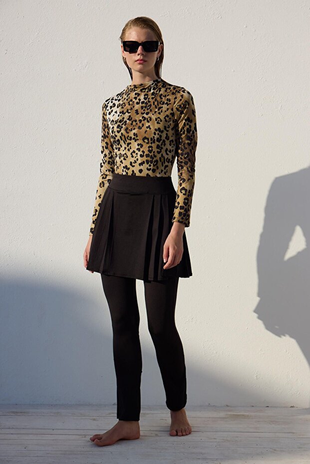 Fekete fürdőruha szoknya - redős részlet - 6