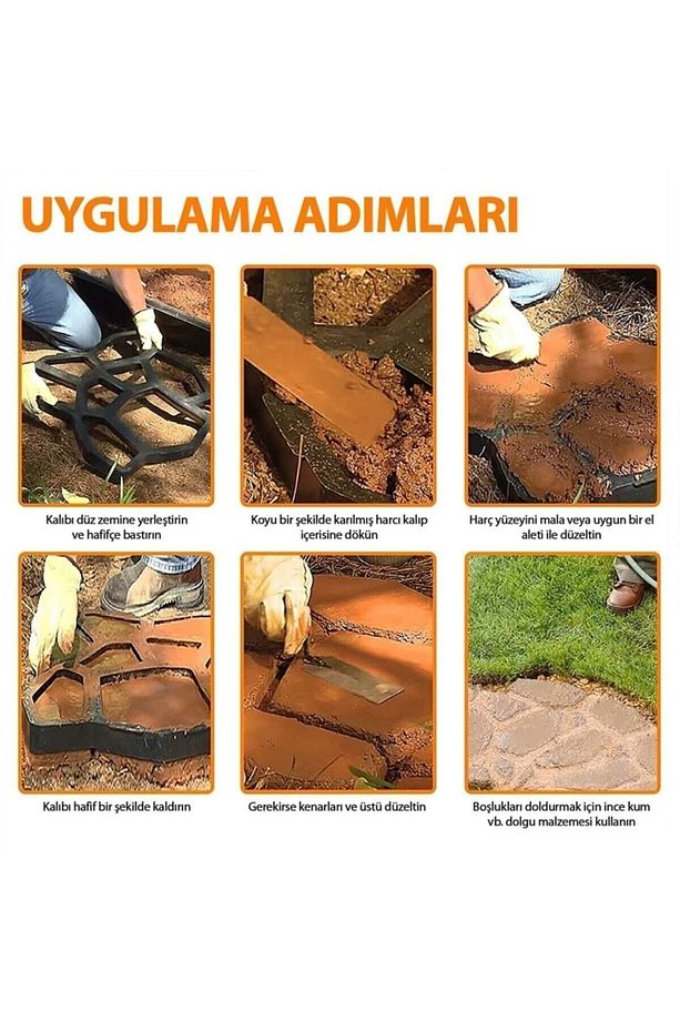 Zemin Kaplama Kalıbı Bahçe Taş Kalıbı Yürüyüş Yolu Kaldırım Yapım Aparatı 42x40 Cm 1 Adet - 3