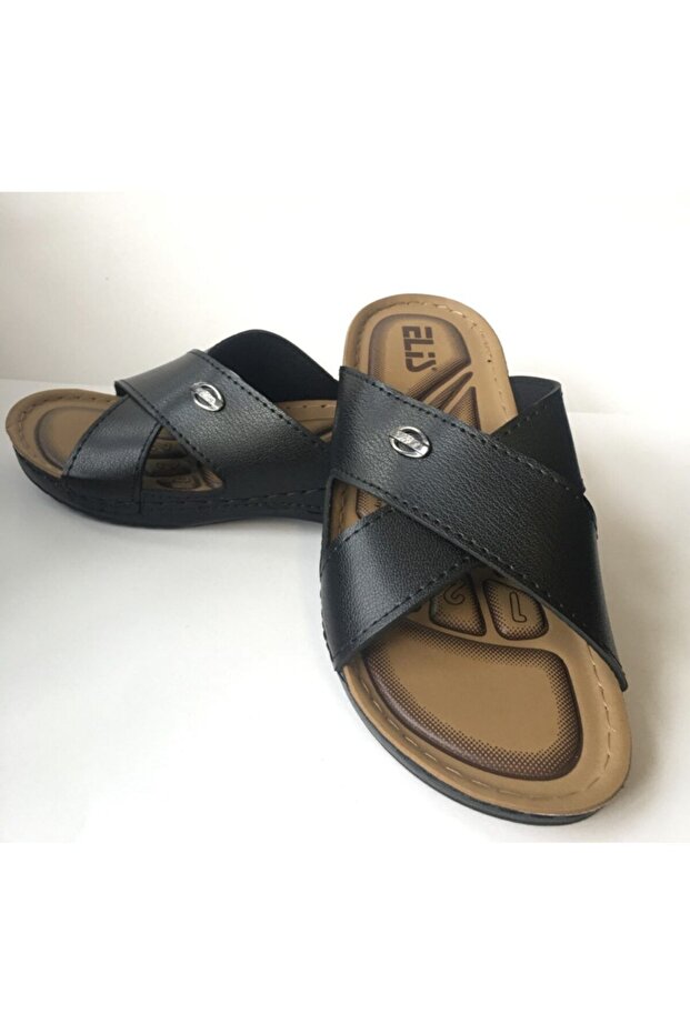 Çapraz Siyah Ortopedik Kadın Terlik - 2