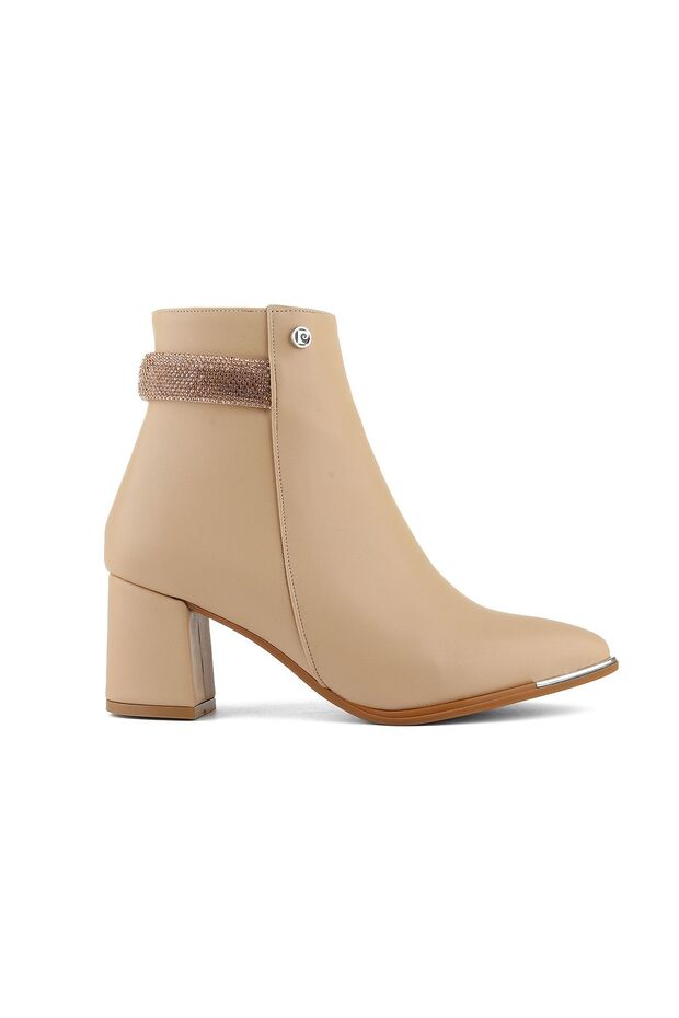 54004 Stone Detailed 6 cm Heeled Women's Boots