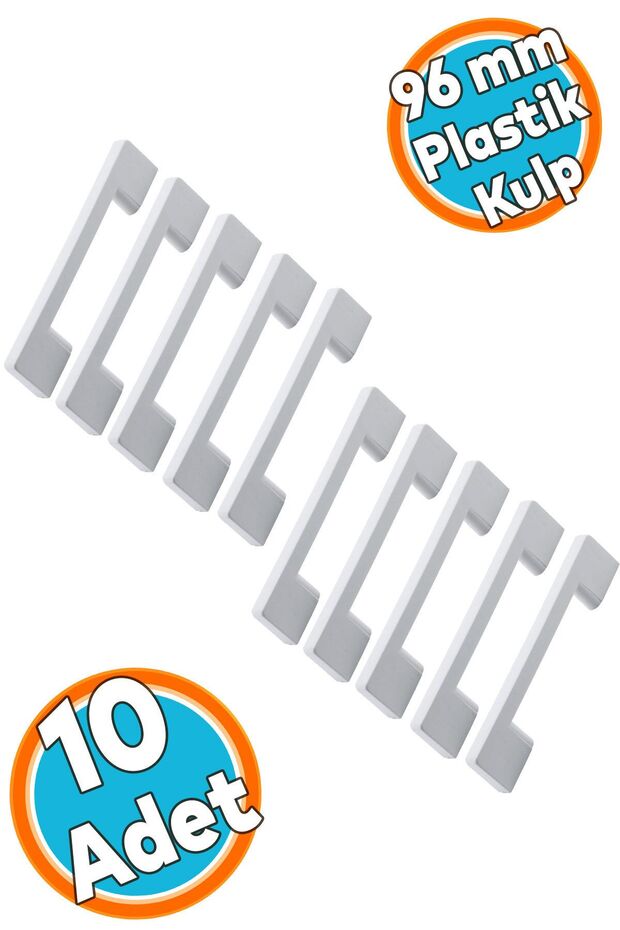 (Hard Plastic) White Furniture Kitchen Cabinet Drawer Cupboard Handle Handles 10 Pieces 96 mm