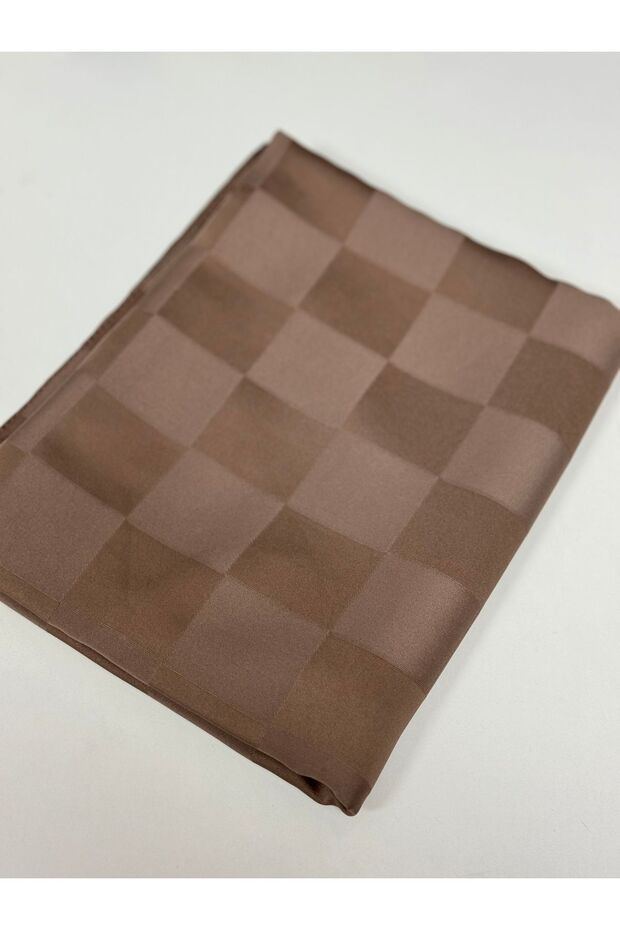 Imported Checkerboard Pattern Silky Jacquard Shawl Premium Quality - Cappucino