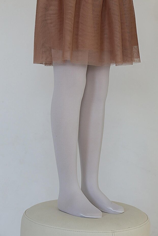Devojčice Micro 50 bele obične mousse čarape - 1